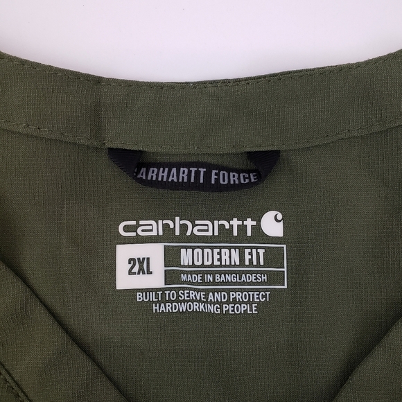 Carhartt Force Crossflex Scrub Top in basil green size 2X - Picture 9 of 12